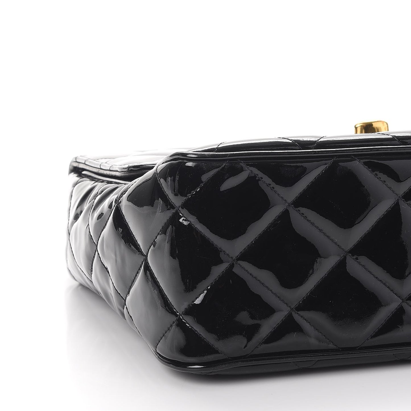 Patent Quilted Medium Single Flap Black