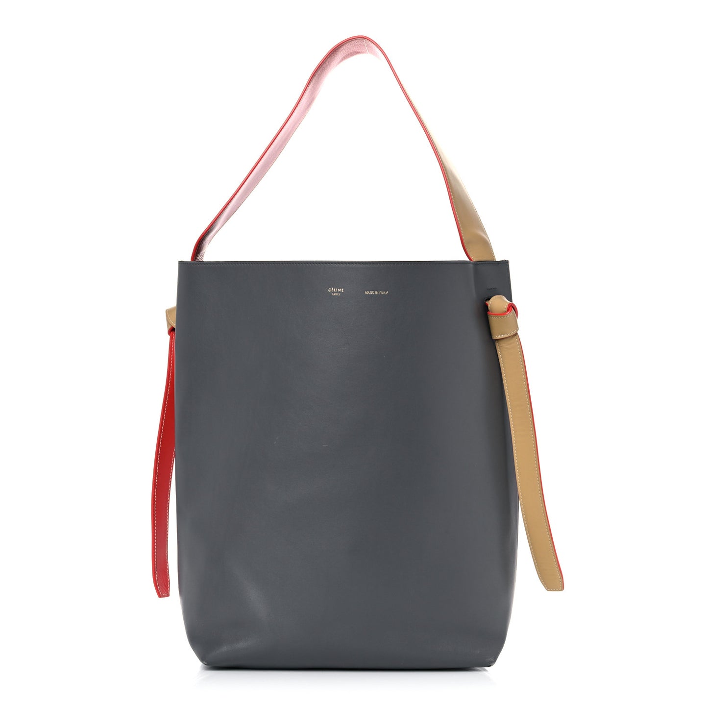 Shiny Smooth Calfskin Small Twisted Cabas Kohl Cloud