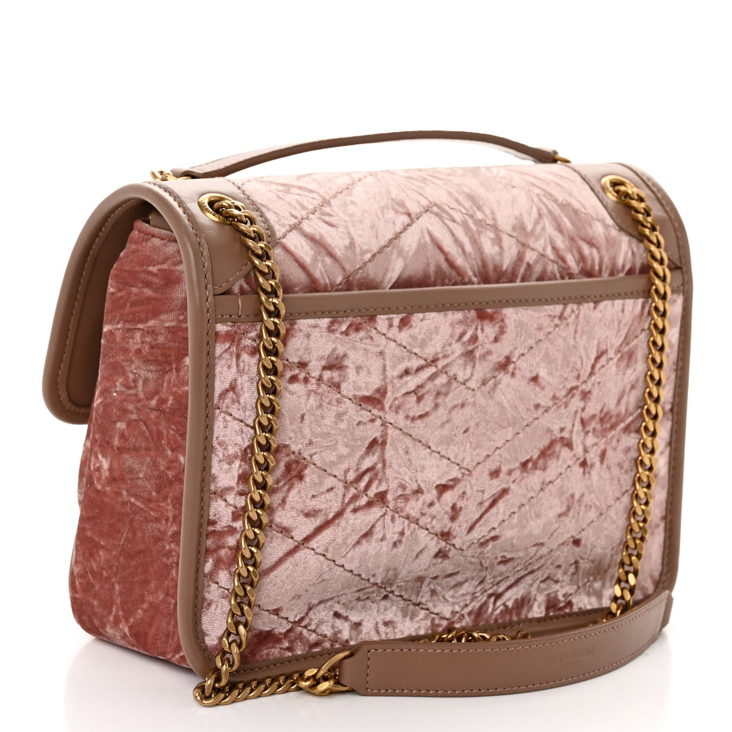 Saint Laurent Velvet Monogram Matelasse Baby Niki Chain Satchel Pink 3 of 9