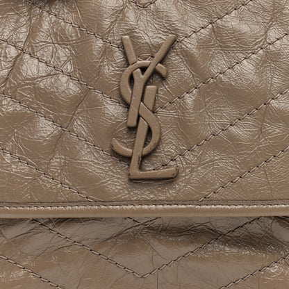 Saint Laurent Crinkled Calfskin Matelasse Monogram Medium Niki Chain Satchel Dusty Grey 7 of 9