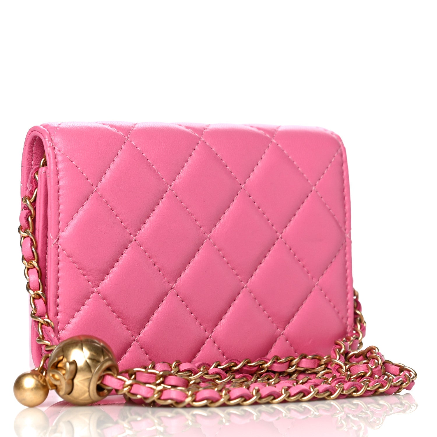 Chanel Lambskin Quilted Pearl Crush Clutch With Chain Pink 2 of 11