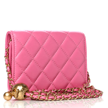 Chanel Lambskin Quilted Pearl Crush Clutch With Chain Pink 2 of 11