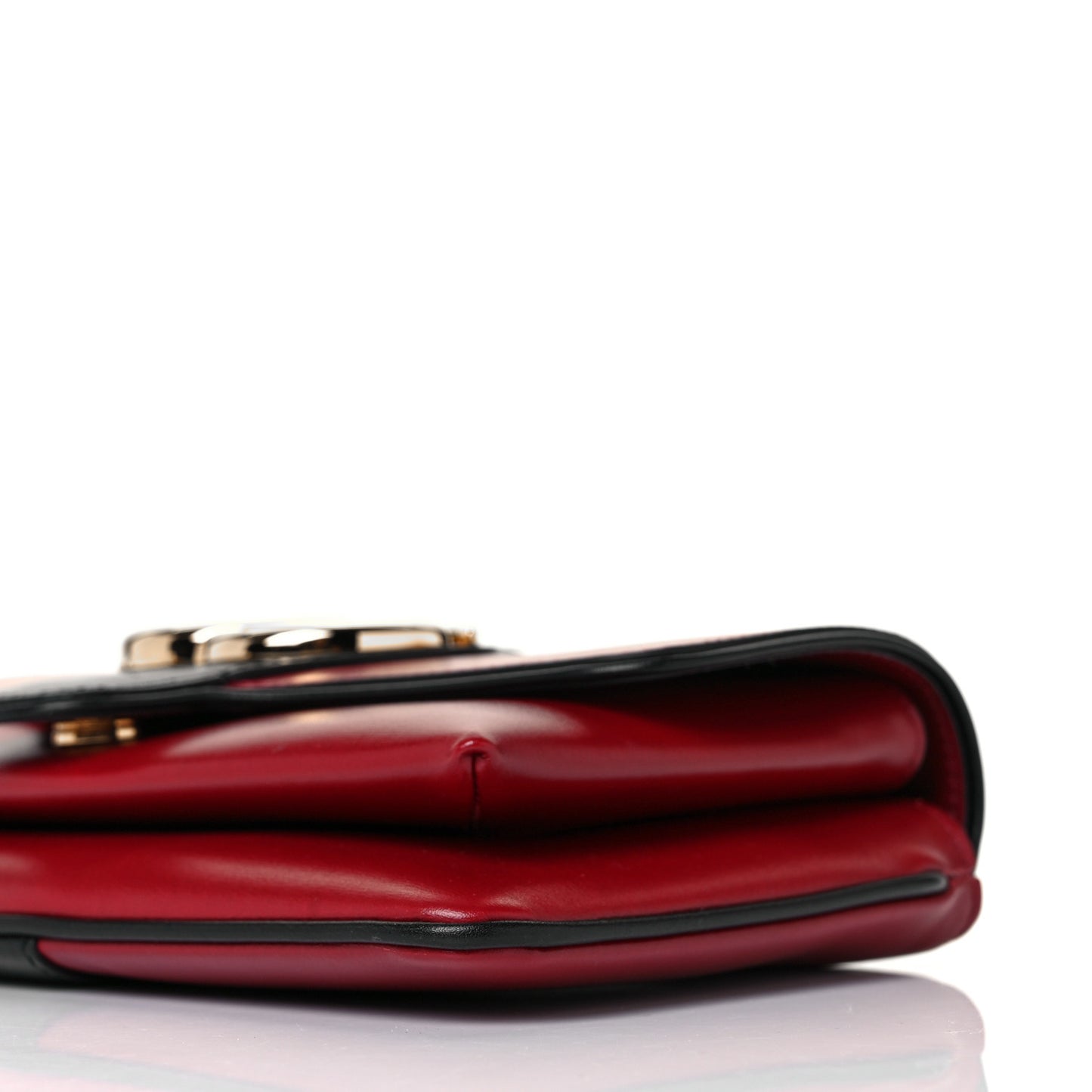Vitello Palmellato Lux Bi-Color Small Arli Flap Shoulder Bag New Cherry Red Black