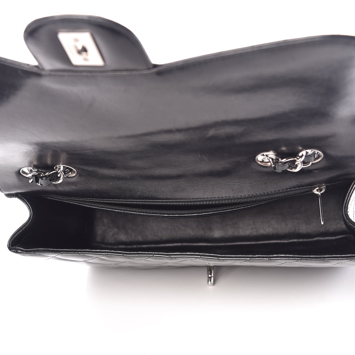 Patent Quilted Jumbo Single Flap Black