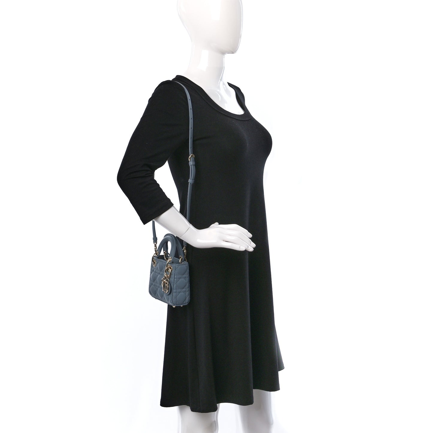 Lambskin Cannage Micro Lady Dior Cloud Gray