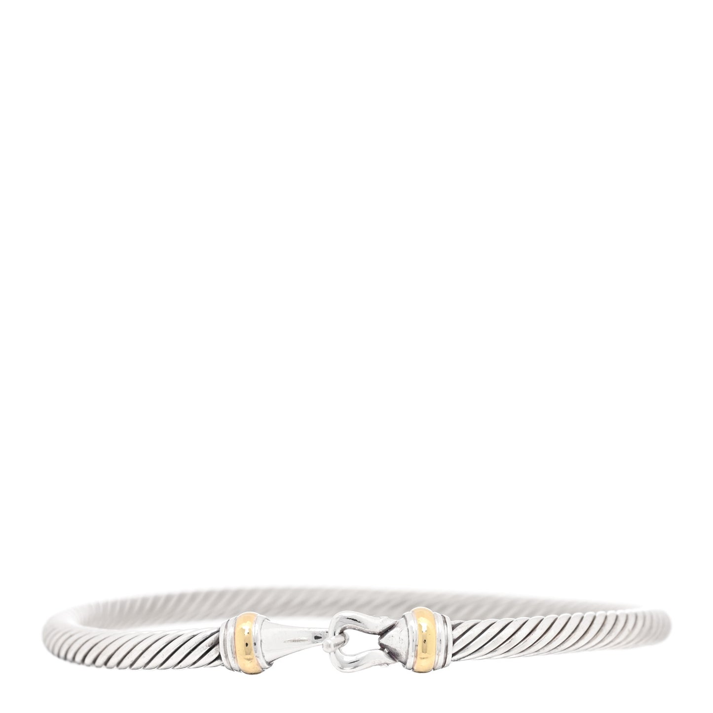 Sterling Silver 18K Yellow Gold 4mm Cable Classic Buckle Bracelet