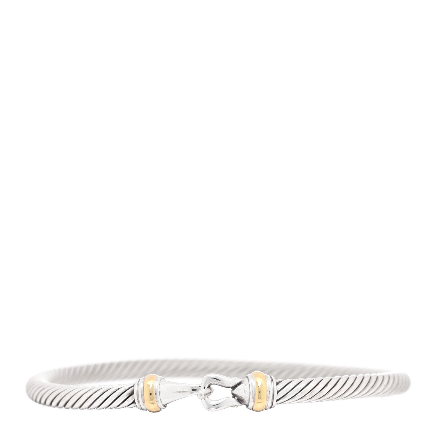 David Yurman Sterling Silver 18K Yellow Gold 4mm Cable Classic Buckle Bracelet 1 of 3
