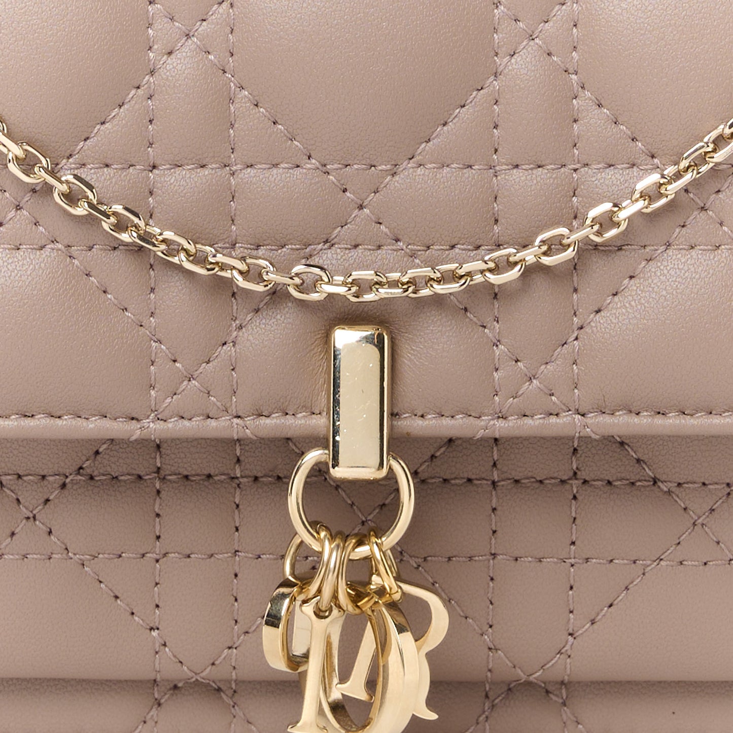 Lambskin Cannage Chain My Dior Daily Chain Pouch Warm Taupe