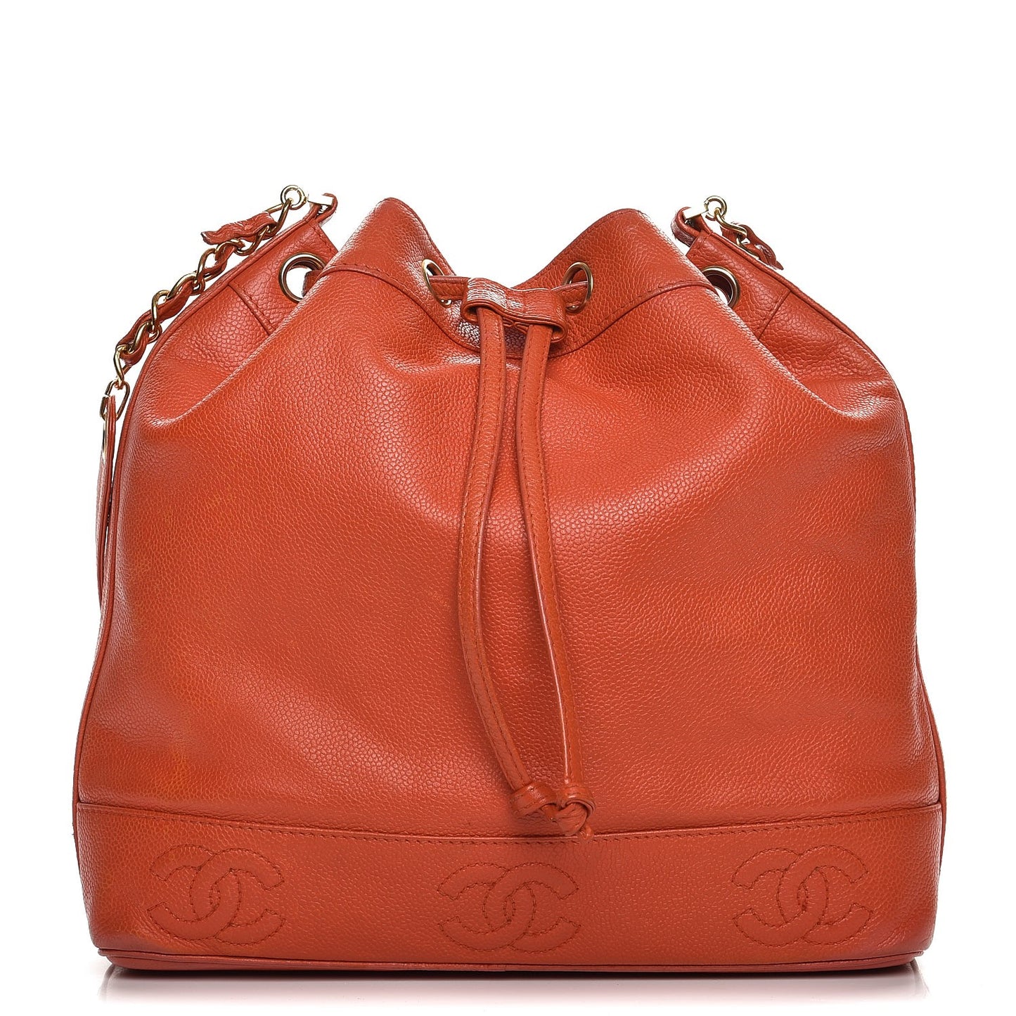 Caviar CC Drawstring Shoulder Bag Orange