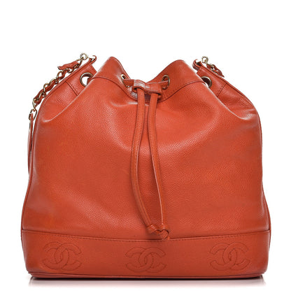 Chanel Caviar CC Drawstring Shoulder Bag Orange 1 of 16