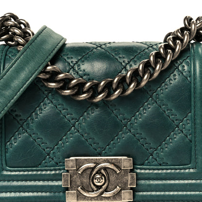 Chanel Calfskin Double Stitch Small Boy Flap Green 8 of 10