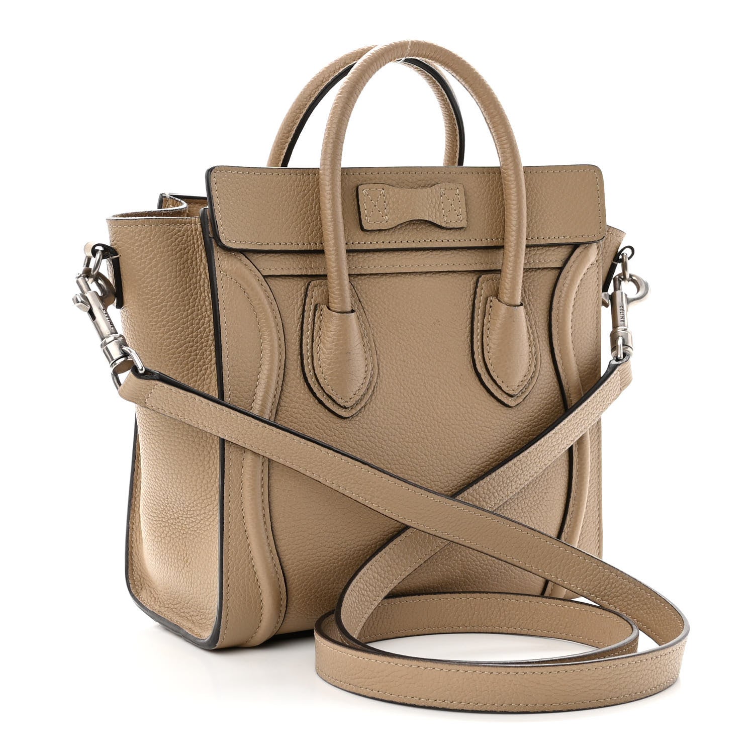 Celine Drummed Calfskin Nano Luggage Dune 3 of 10