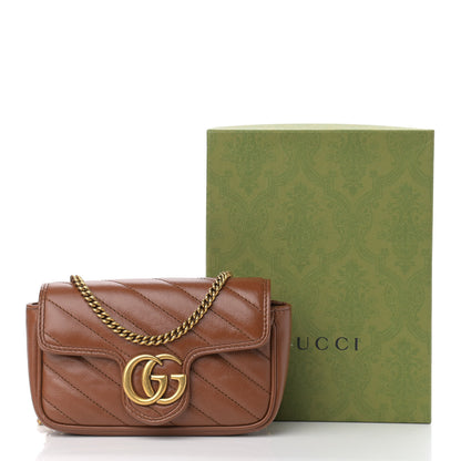 Gucci Azalea Calfskin Matelasse Diagonal Super Mini GG Marmont Shoulder Bag Cuir 11 of 11