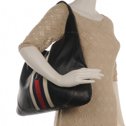 Gucci Calfskin Web Medium Jackie O Bouvier Hobo Navy 2 of 7
