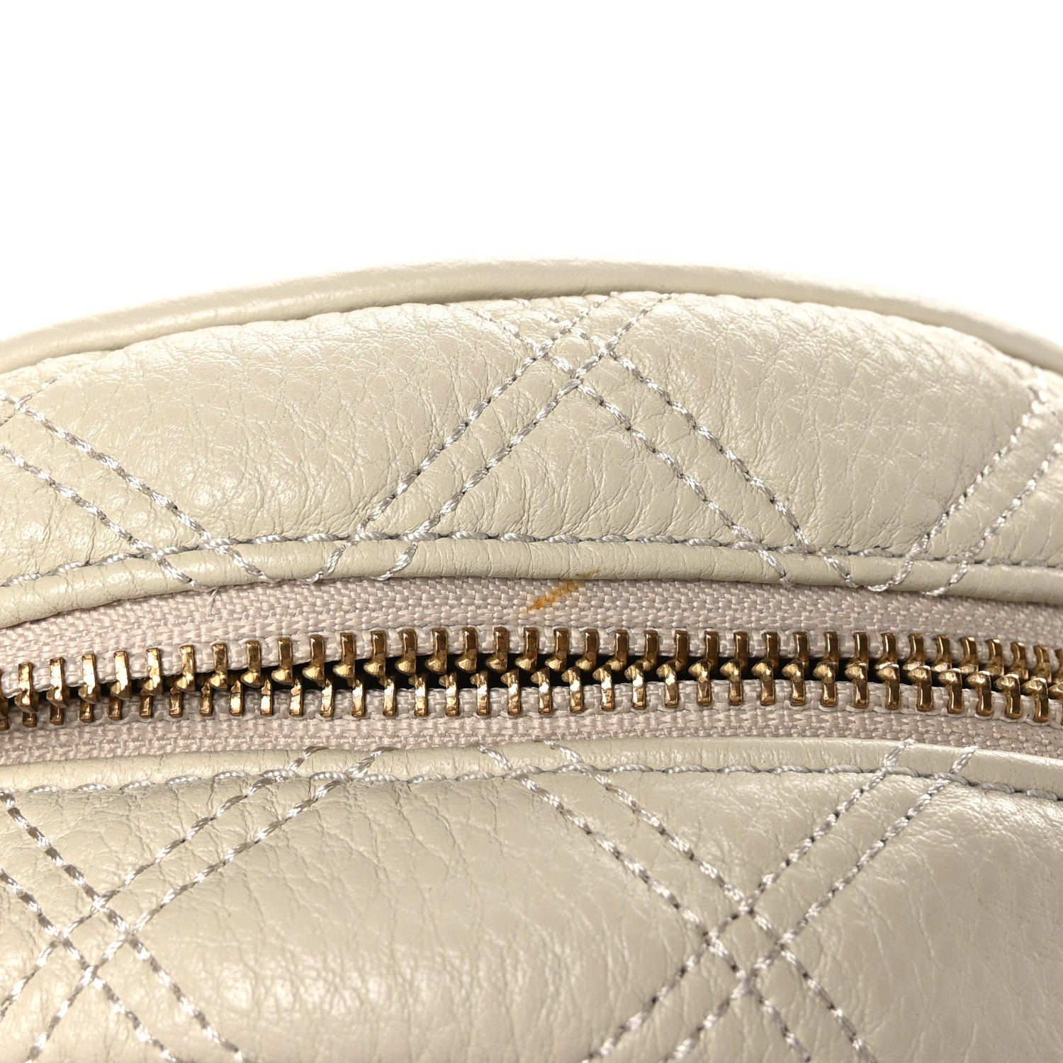 Marc Jacobs Grained Calfskin Quilted The Status Round Crossbody Oatmilk 11 of 11