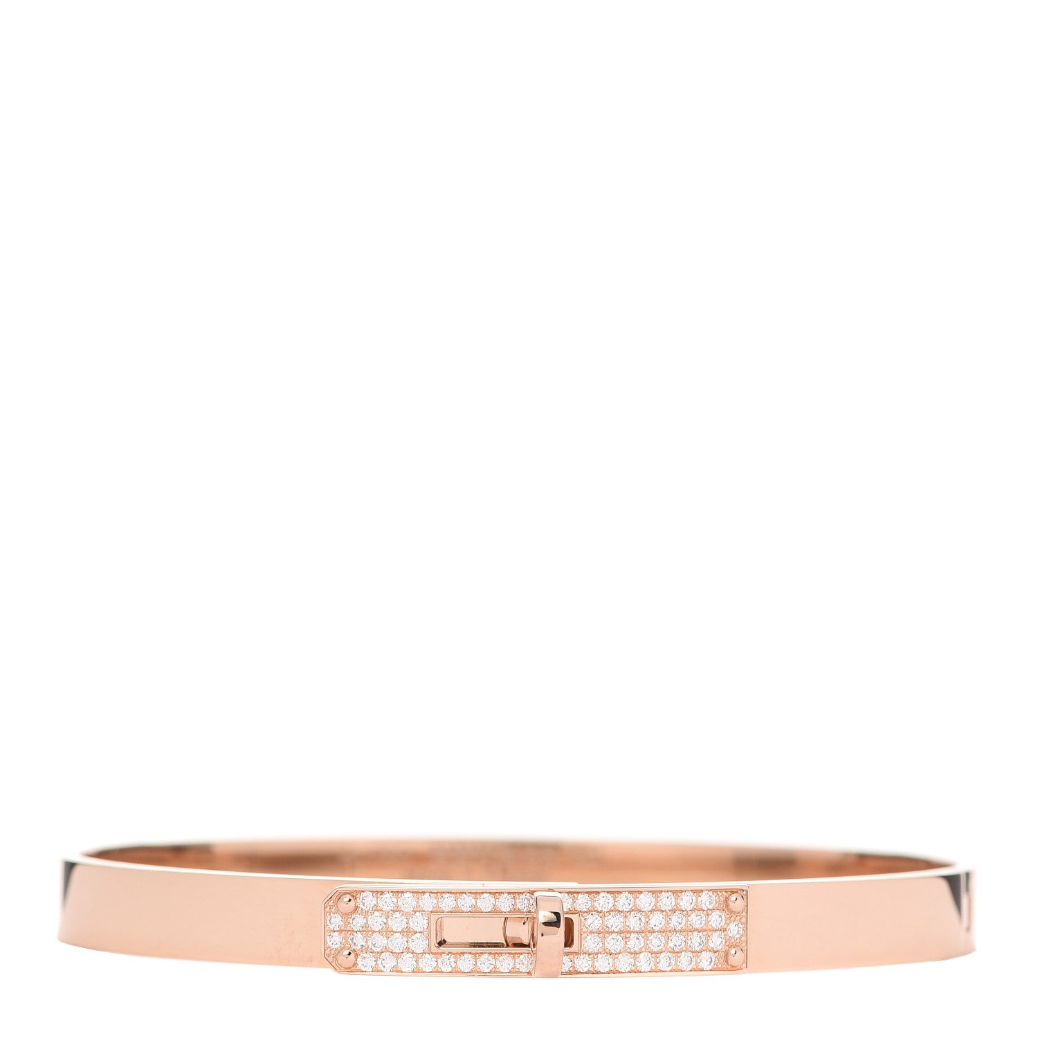 Hermes 18K Rose Gold Diamond PM Kelly Pave Bracelet SH 1 of 6