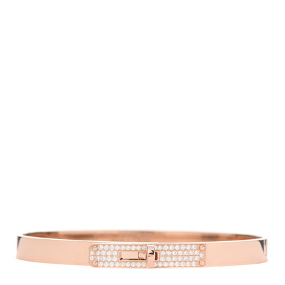 Hermes 18K Rose Gold Diamond PM Kelly Pave Bracelet SH 1 of 6