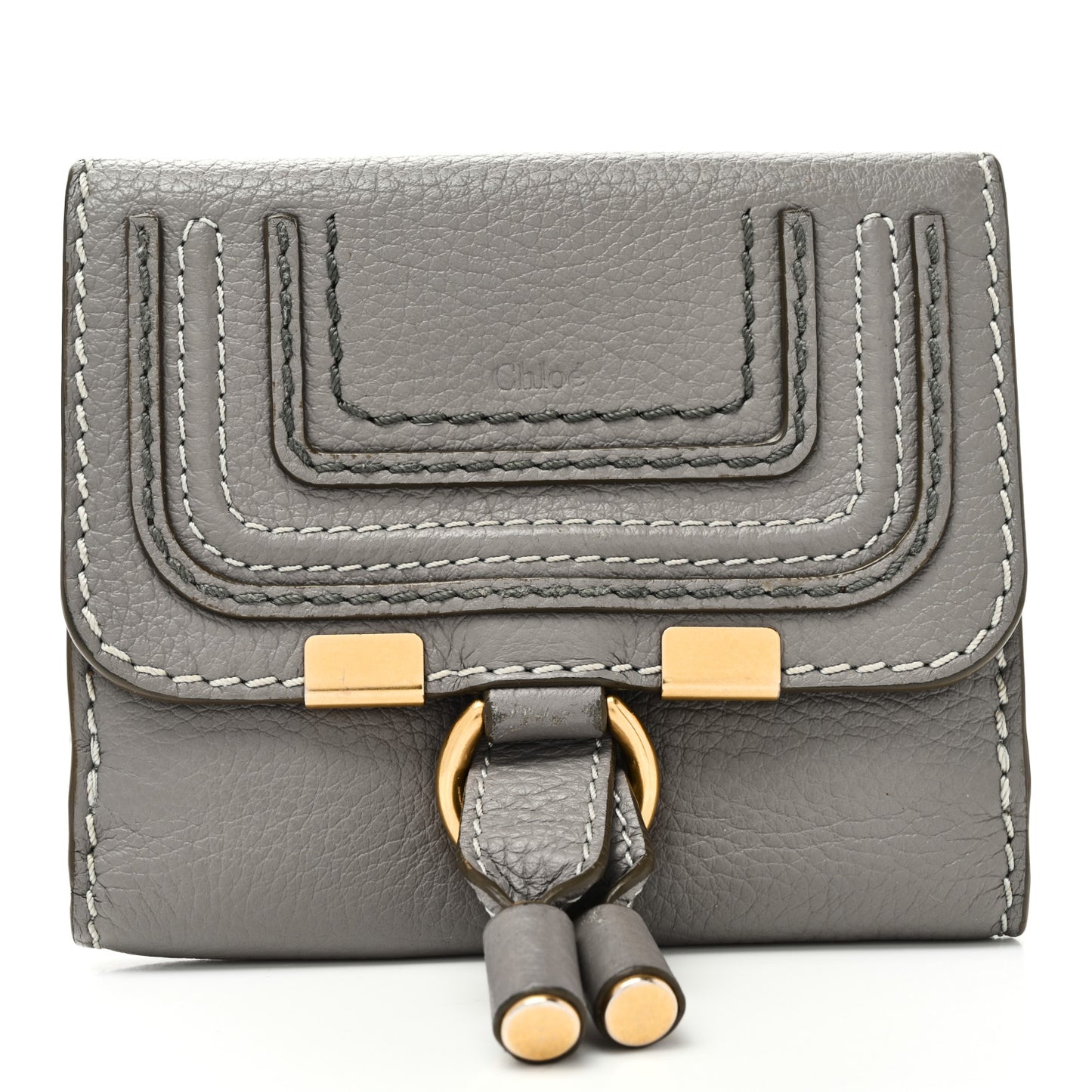 Grained Calfskin Marcie Square Wallet Cashmere Grey