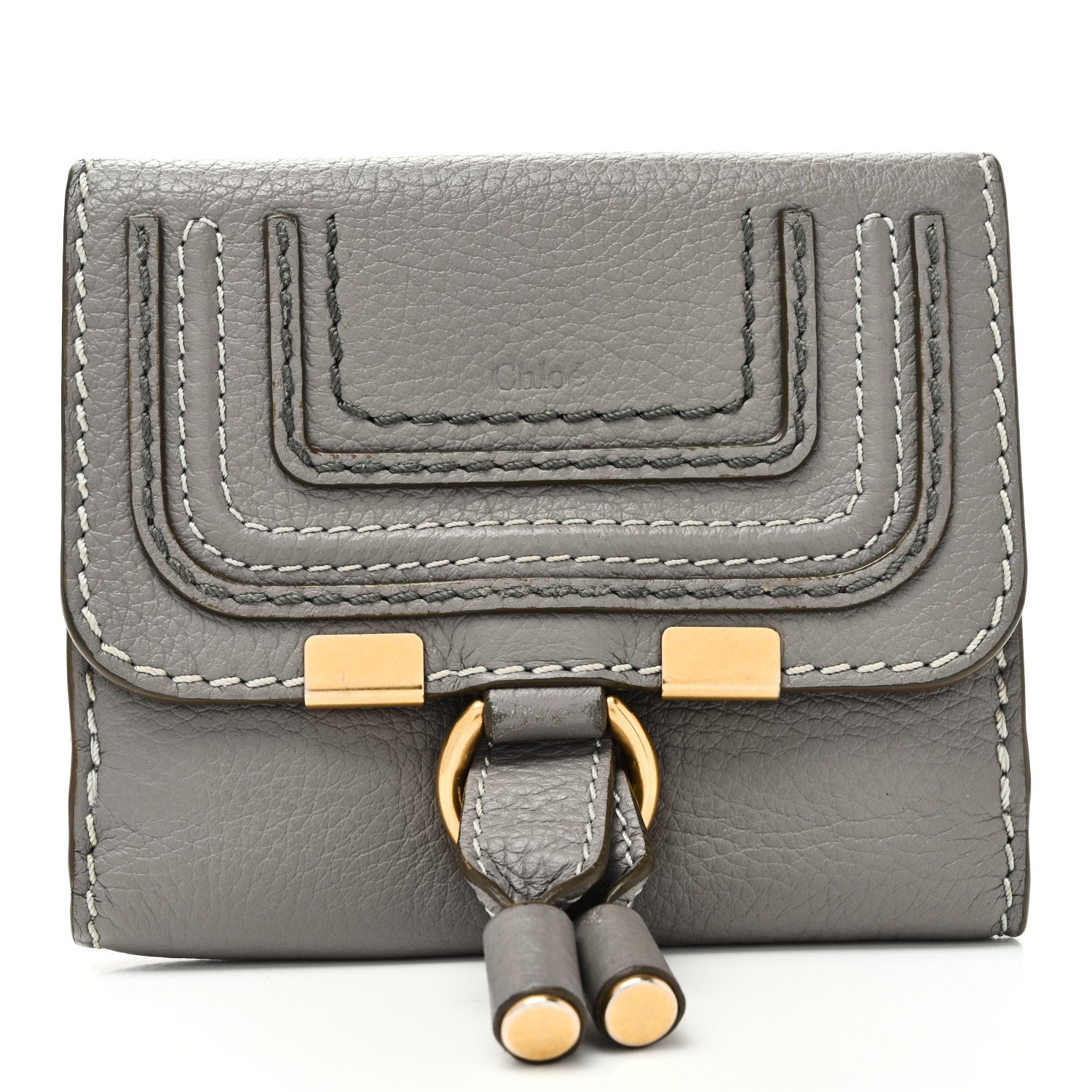 Chloe Grained Calfskin Marcie Square Wallet Cashmere Grey 1 of 9