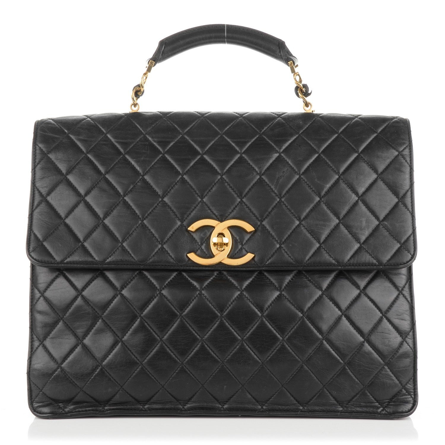 Chanel Lambskin Quilted Briefcase Laptop Bag Black 1 of 7