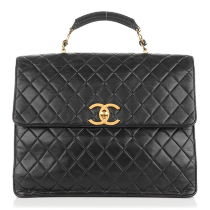 Chanel Lambskin Quilted Briefcase Laptop Bag Black 1 of 7