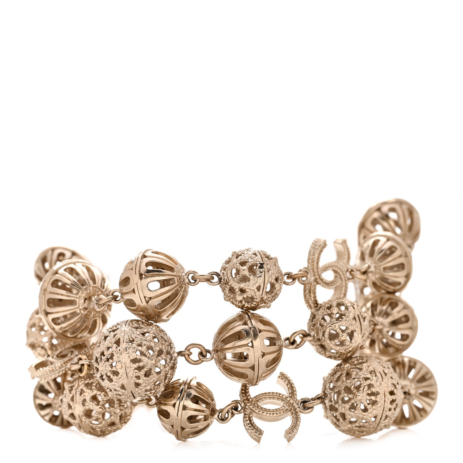 Chanel Metal Beaded CC Multistrand Bracelet Gold 1 of 4