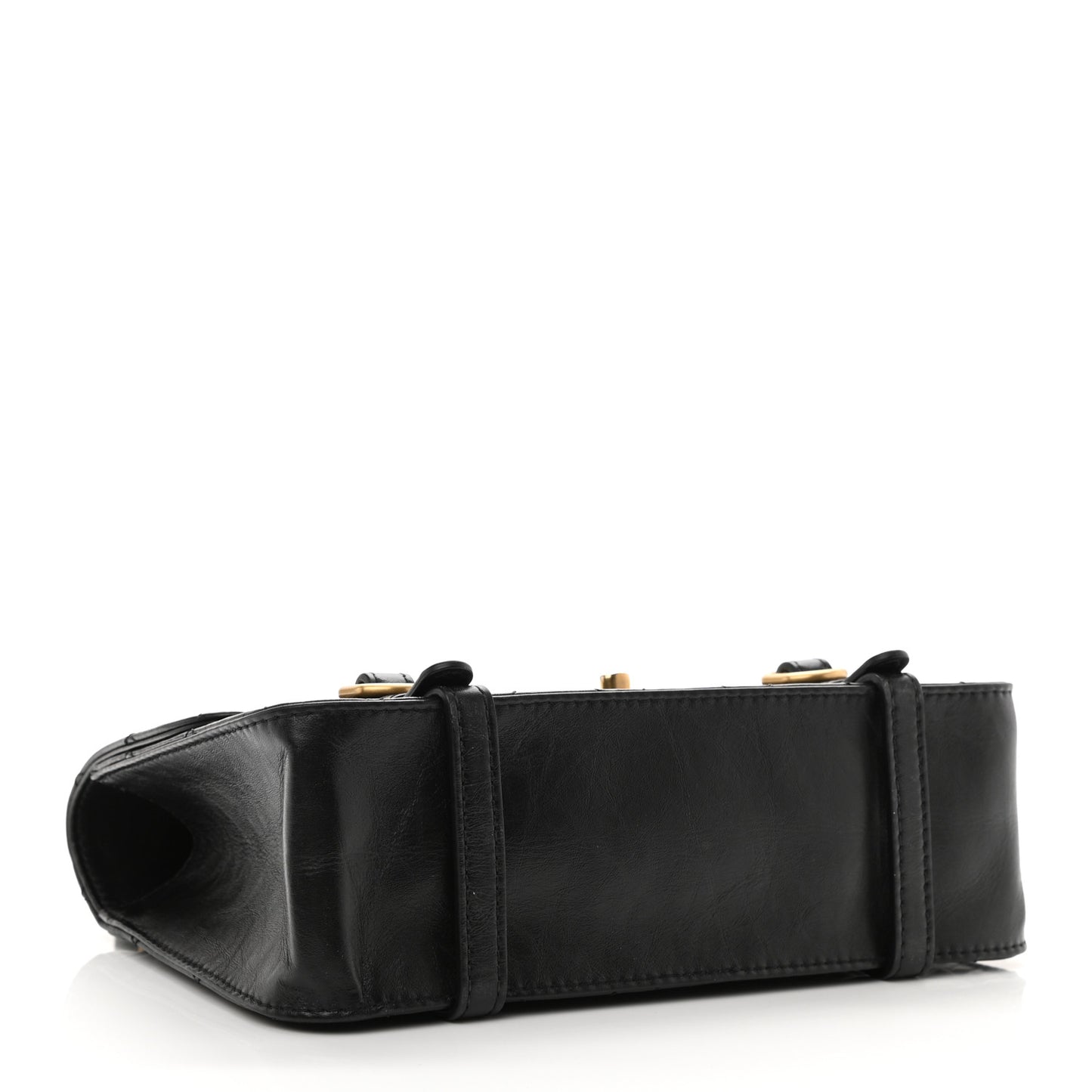 Aged Calfskin Quilted City School Flap Black