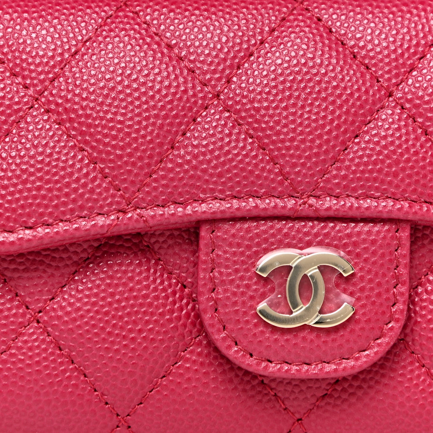 Chanel Caviar Quilted Flap Card Holder Wallet Dark Pink 9 of 11
