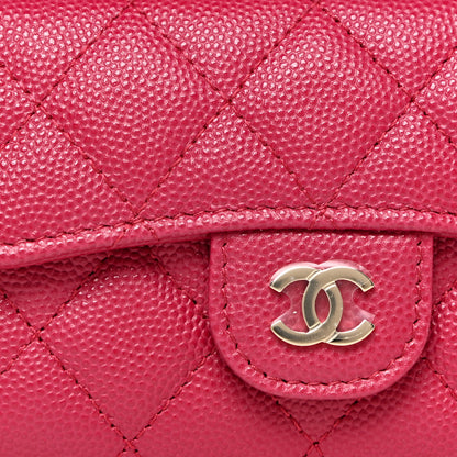Chanel Caviar Quilted Flap Card Holder Wallet Dark Pink 9 of 11