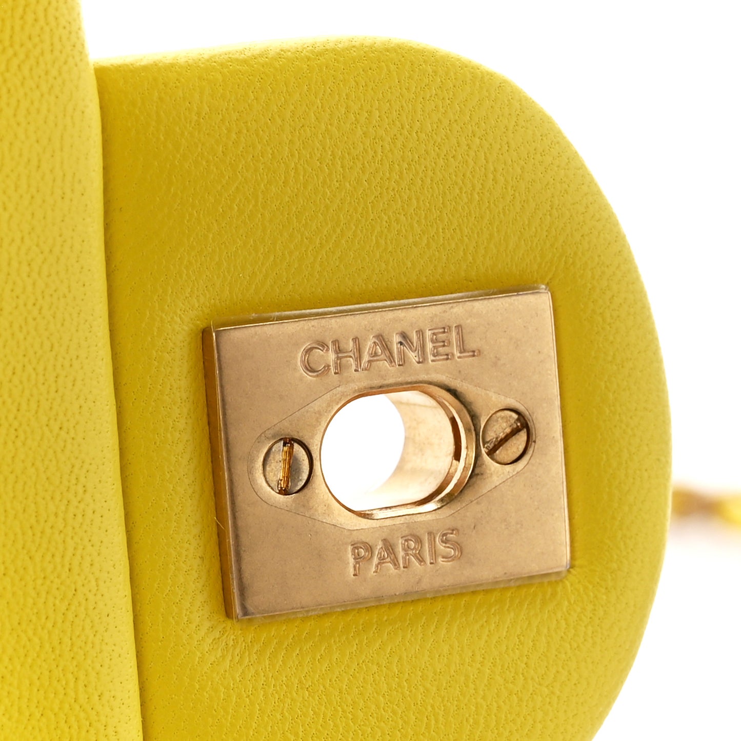 Lambskin Quilted Mini Rectangular Pearl Crush Flap Yellow