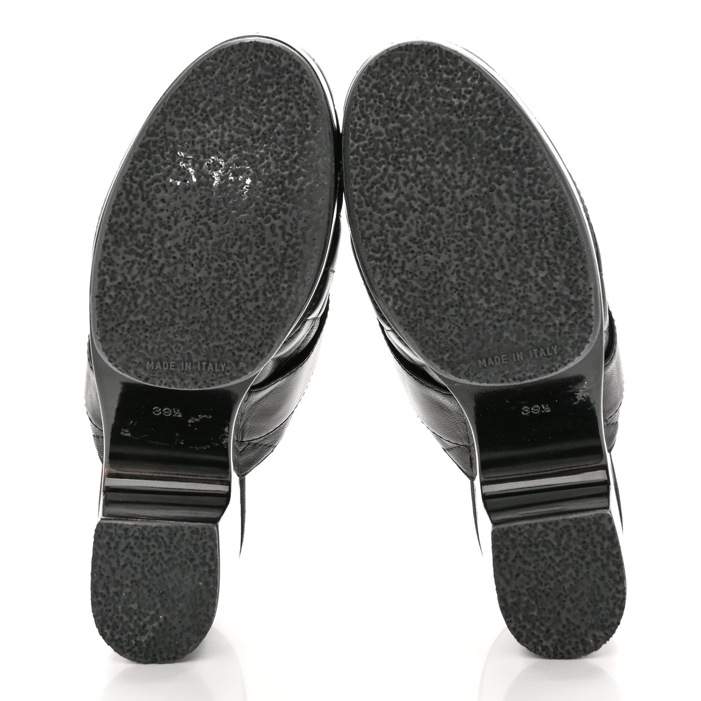 Lambskin Quilted CC Turn Lock Clogs 39.5 Black