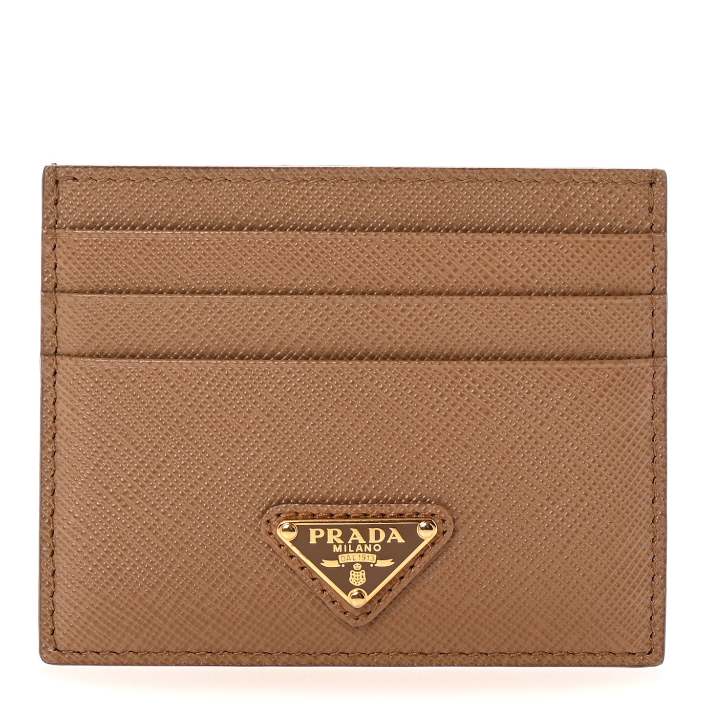 Saffiano Triangle Card Holder Caramel