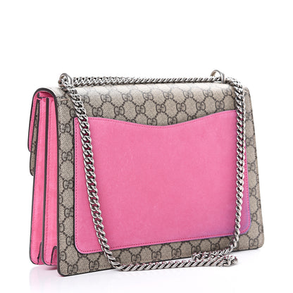 Gucci GG Supreme Monogram Suede Pierced Heart Embroidered Medium Dionysus Shoulder Bag Beige Ebony Pink Tropical Flower 2 of 14