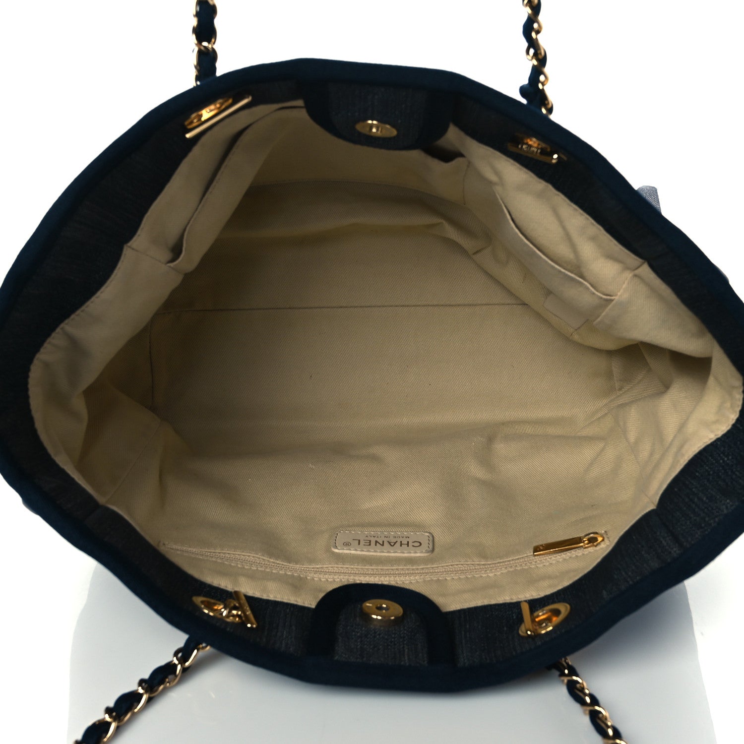 Chanel Denim Small Deauville Tote Dark Blue 5 of 10