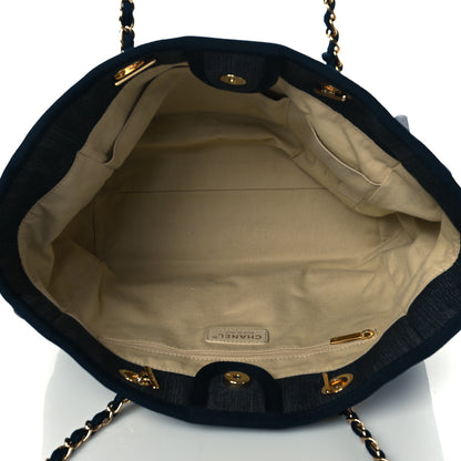 Chanel Denim Small Deauville Tote Dark Blue 5 of 10