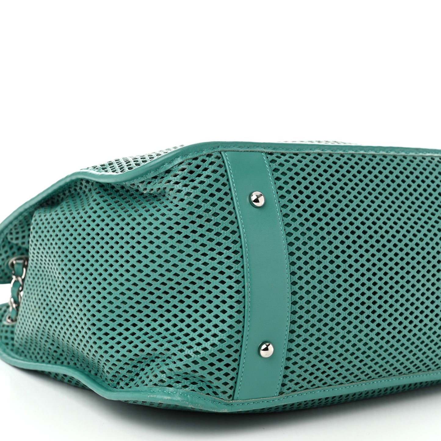 Calfskin Perforated Up In The Air North South Tote Green
