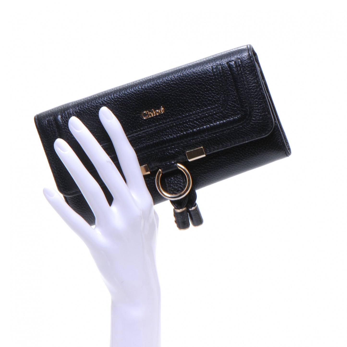 Leather Marcie Continental Flap Wallet Black