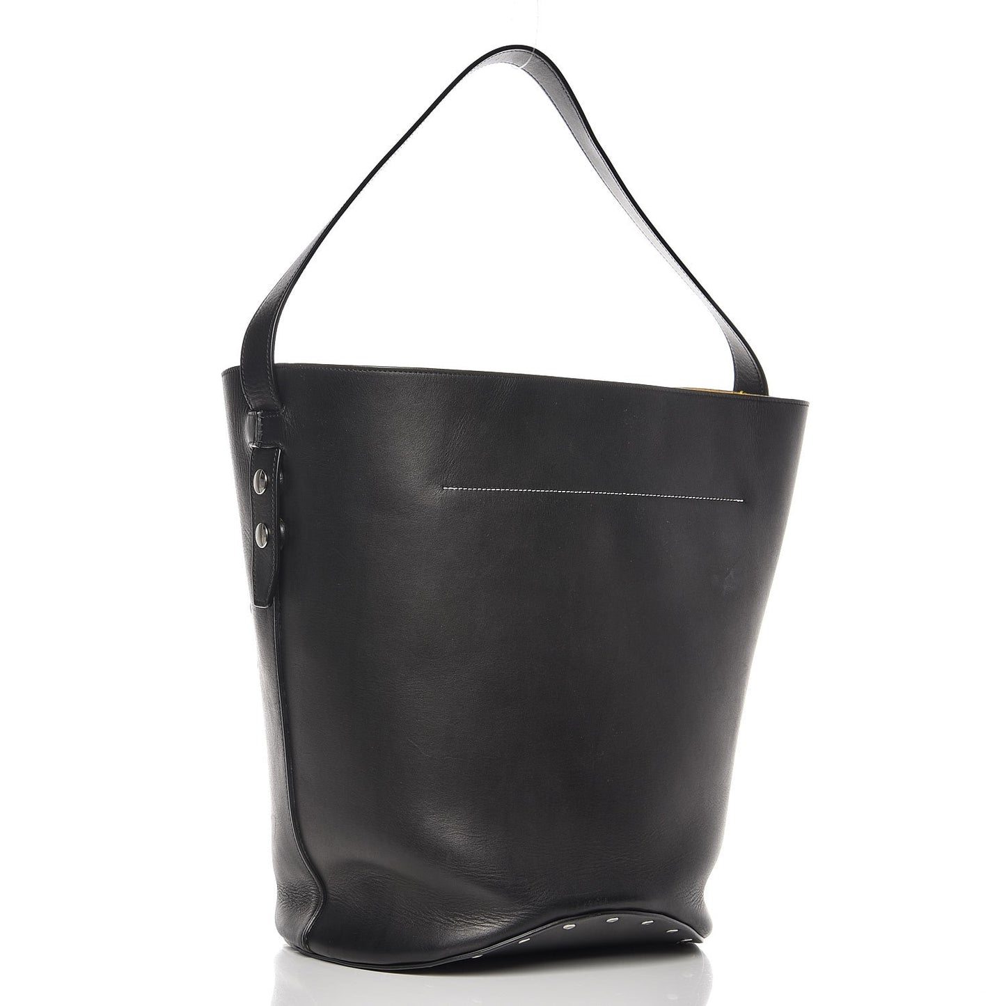 Natural Calfskin Biker Bucket Shoulder Bag Black Sunflower