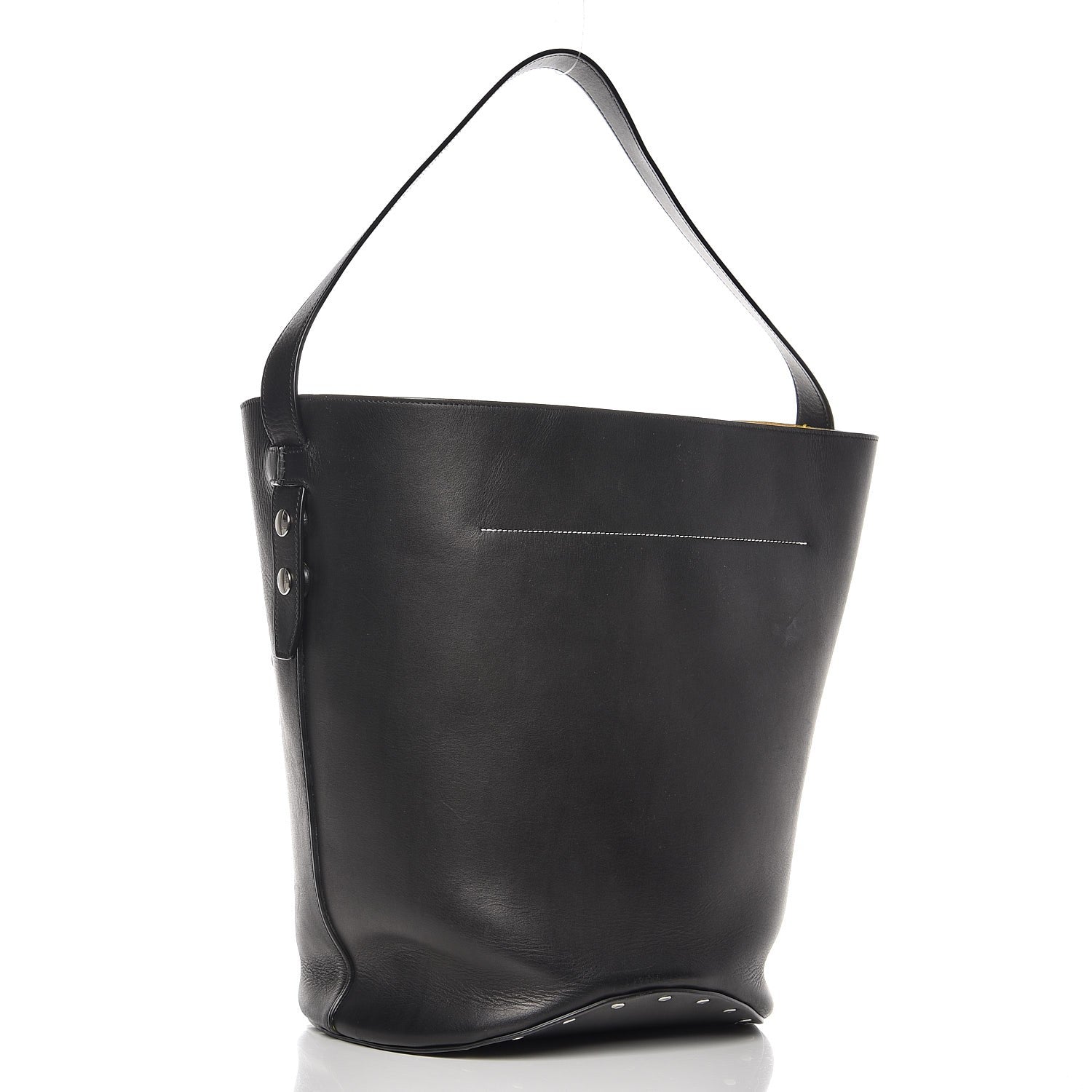 Celine Natural Calfskin Biker Bucket Shoulder Bag Black Sunflower 3 of 9