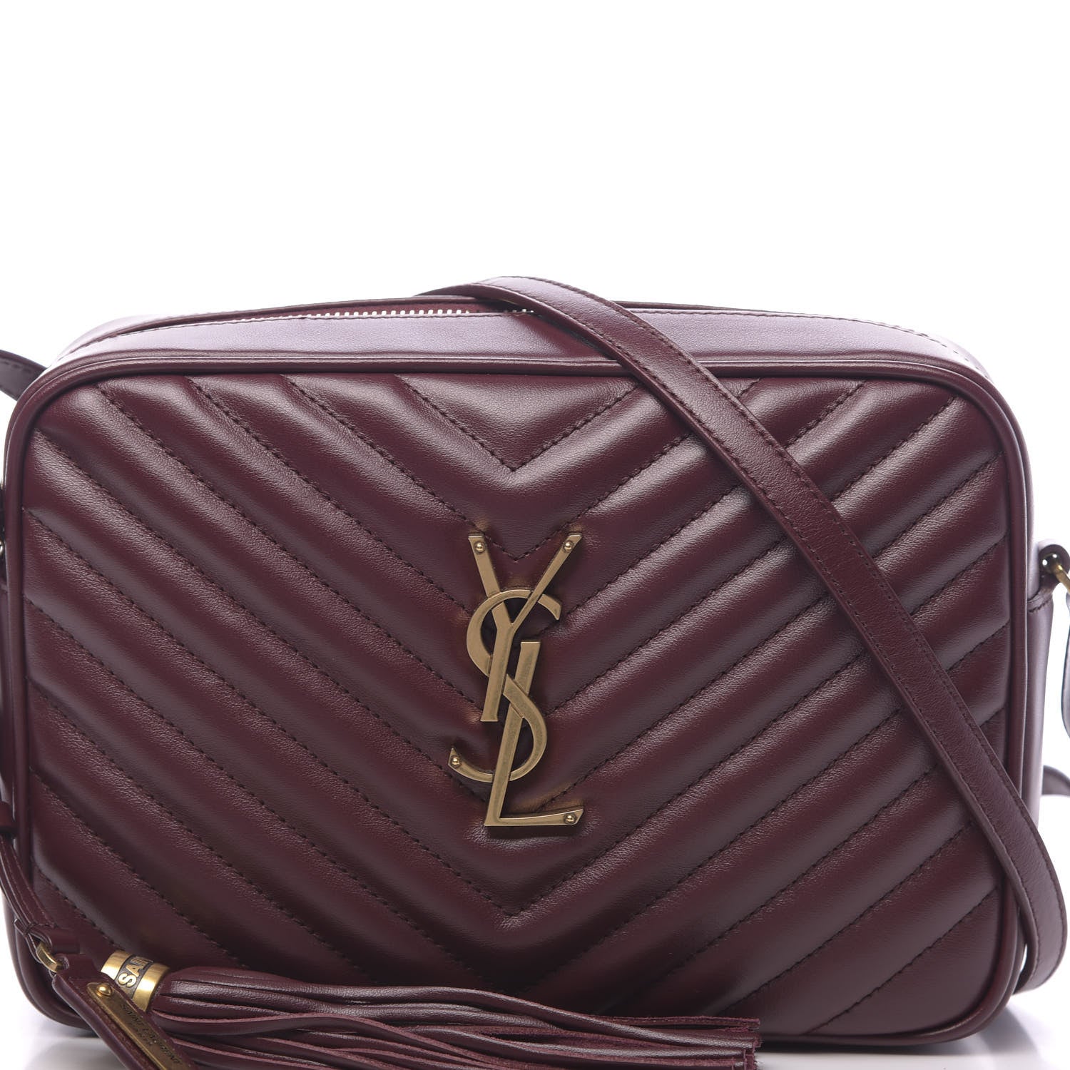Saint Laurent Calfskin Matelasse Monogram Lou Camera Bag Dark Legion Red 9 of 9