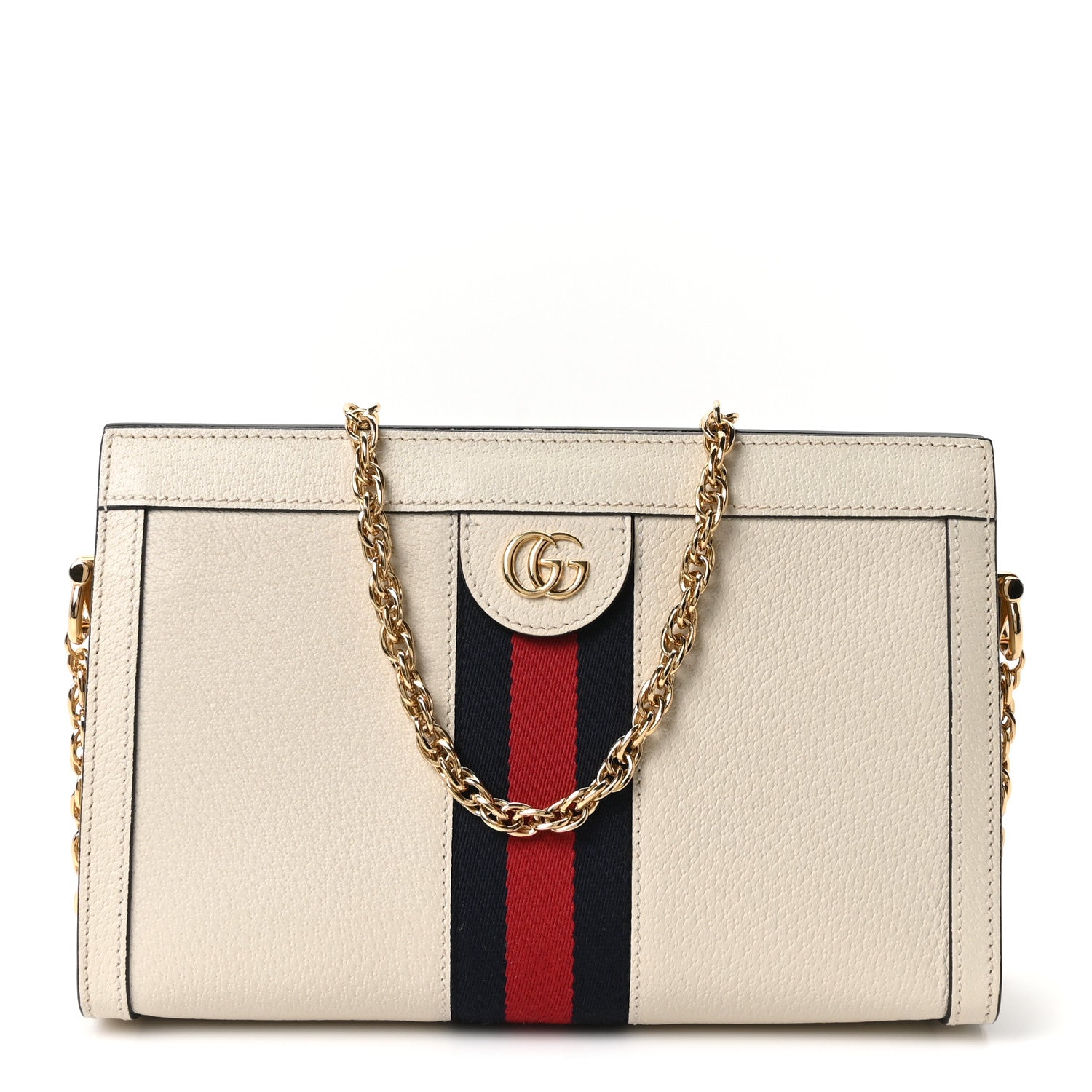 Gucci Textured Calfskin Web Small Ophidia Chain Shoulder Bag Mystic White 1 of 10