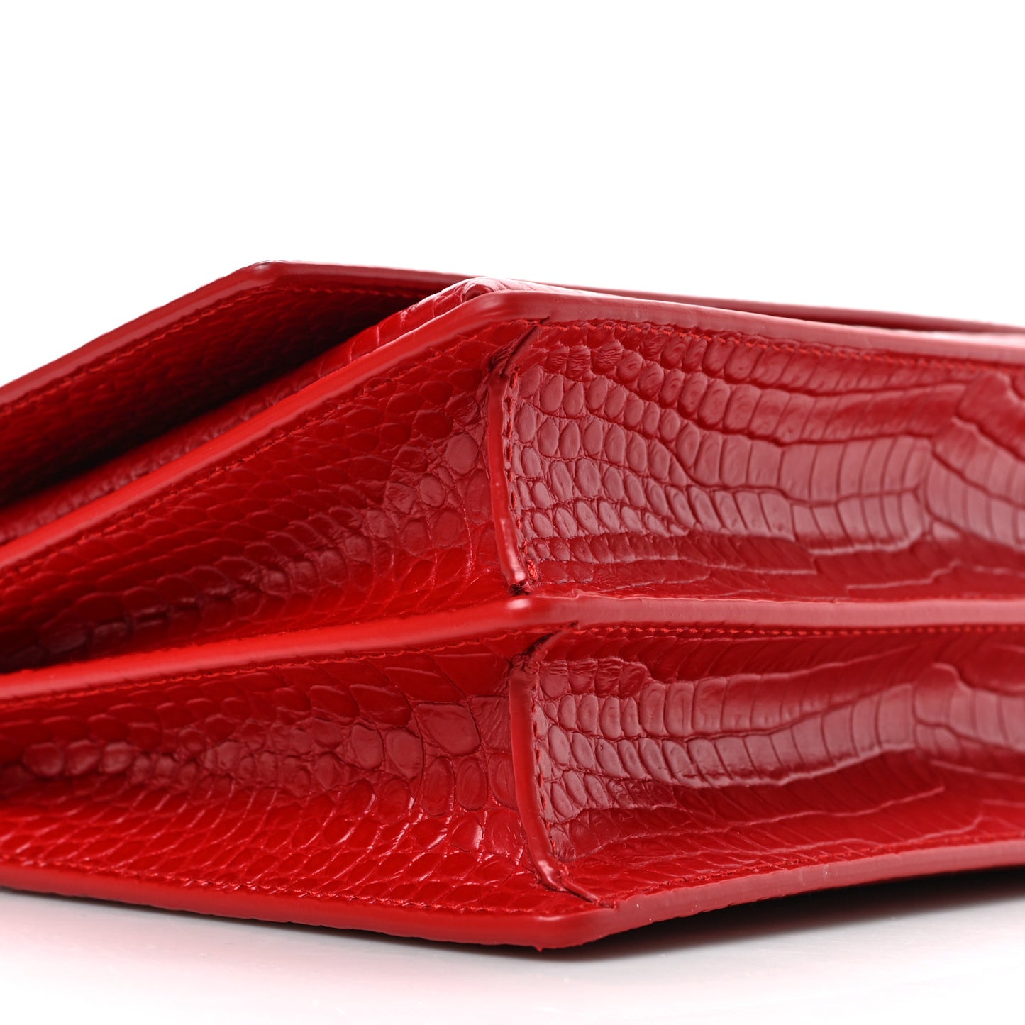 Calfskin Crocodile Embossed Medium Monogram Sunset Rouge Eros
