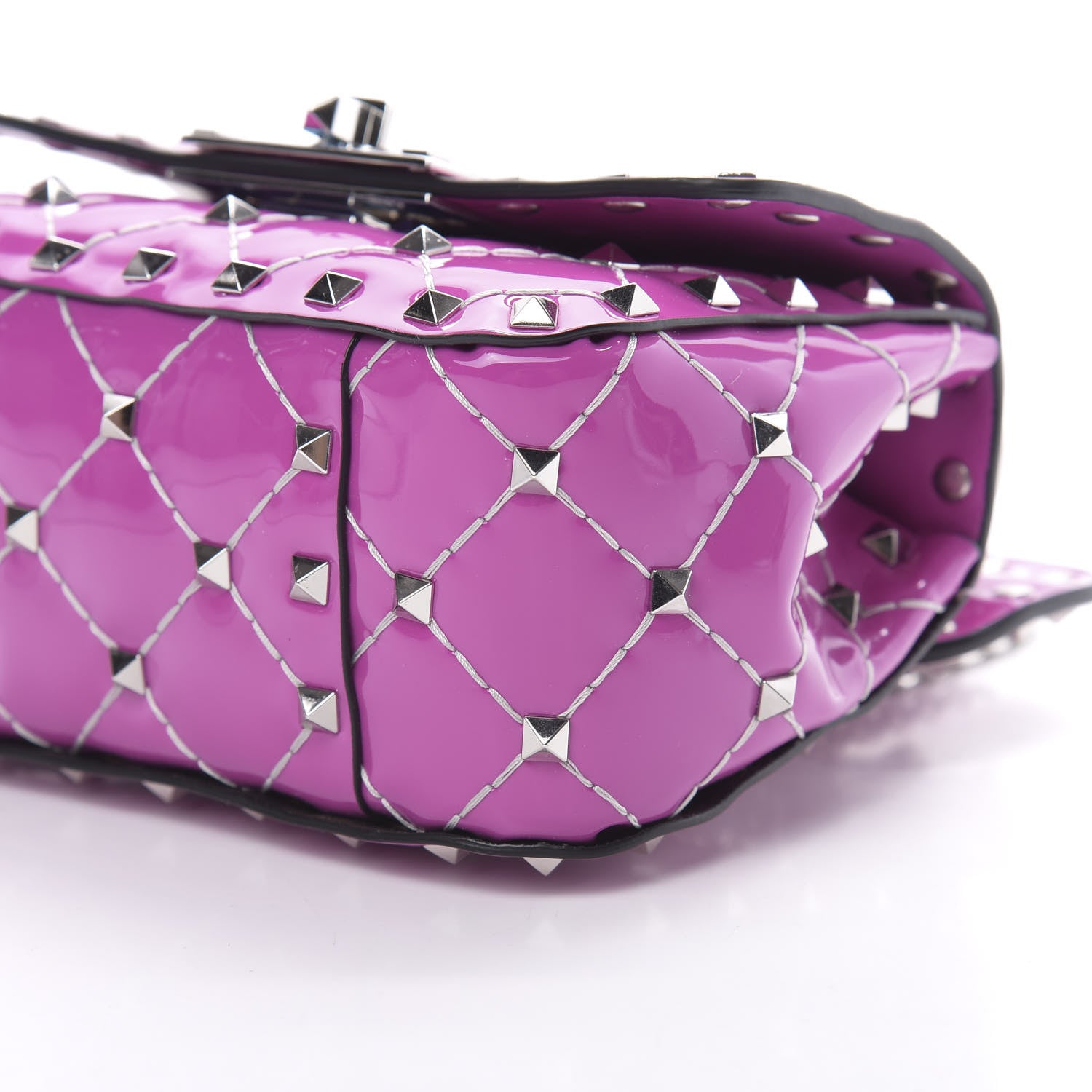 Valentino Garavani Patent Micro Rockstud Spike Shoulder Bag Radiant Orchid 9 of 9