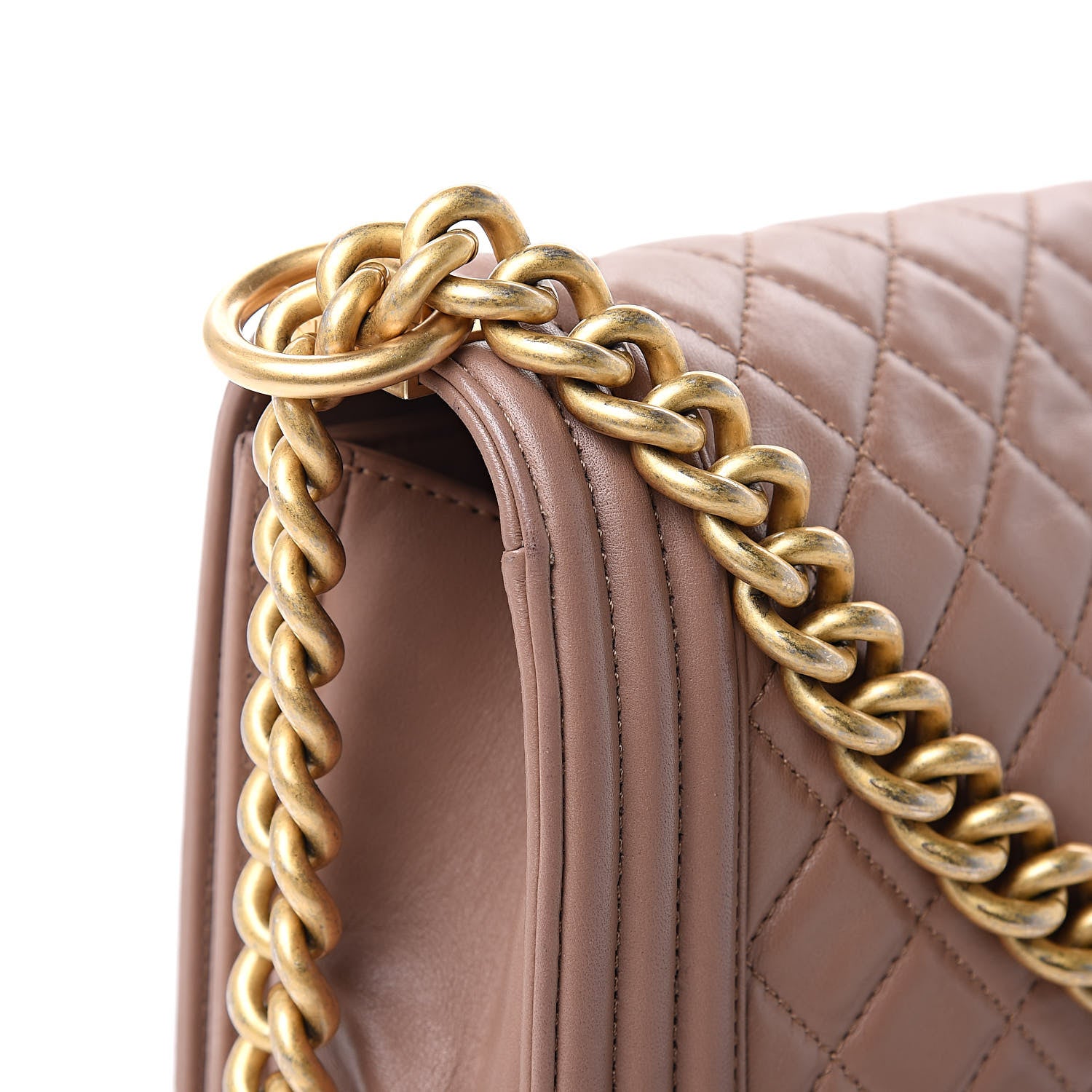 Chanel Lambskin Quilted Medium Boy Flap Dark Beige 11 of 17