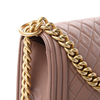 Chanel Lambskin Quilted Medium Boy Flap Dark Beige 11 of 17