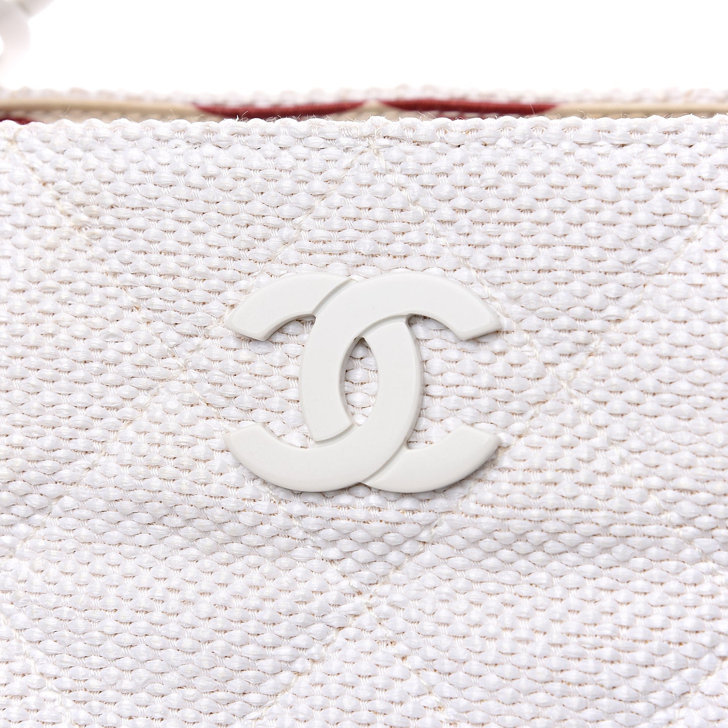 Woven Canvas Bekko Chain Tote White