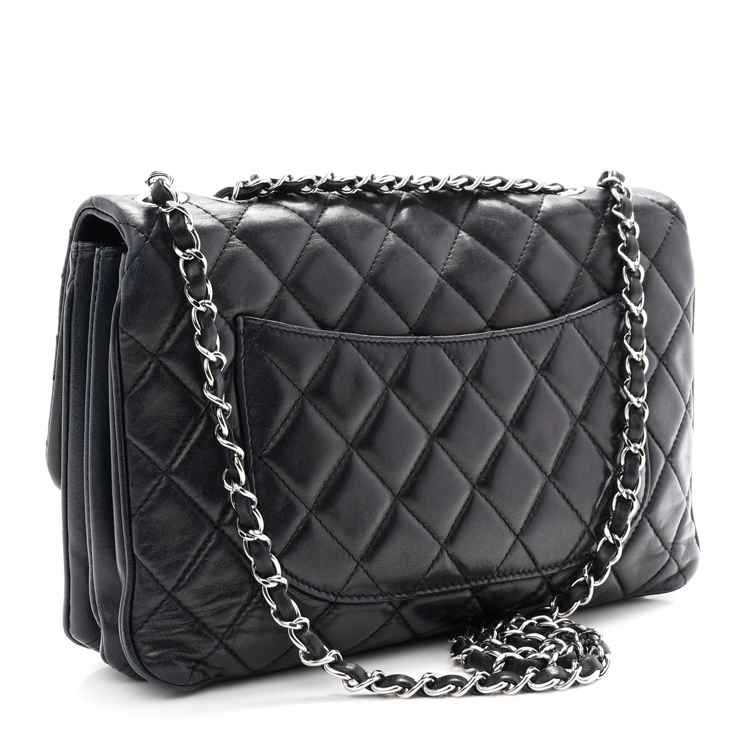 Lambskin Quilted Jumbo Chanel 3 Flap Navy