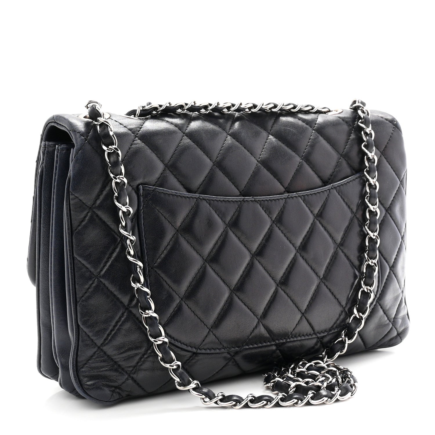 Chanel Lambskin Quilted Jumbo Chanel 3 Flap Navy 3 of 11