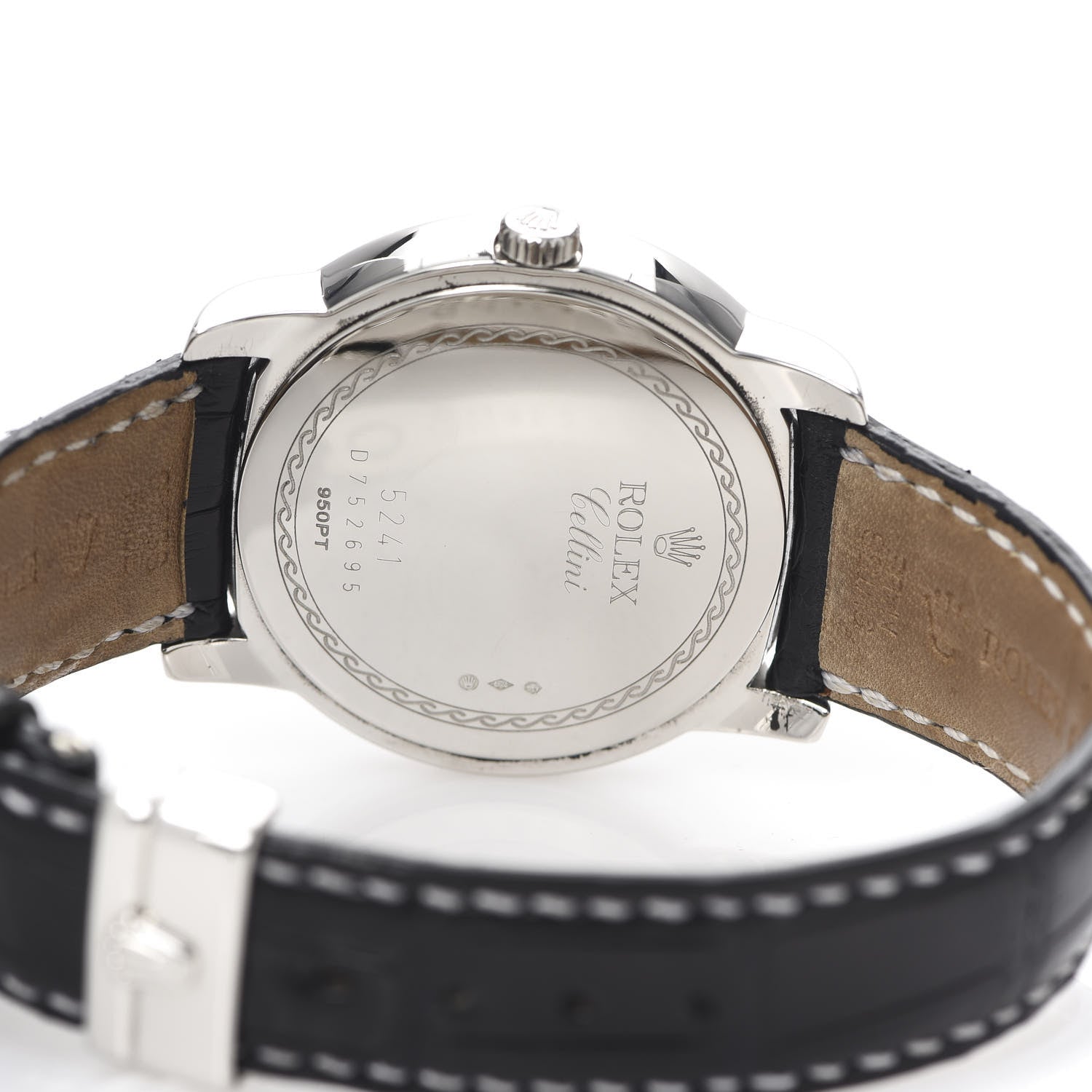 Rolex Platinum Alligator 38mm Cellini Cellenium Watch Silver 5241 5 of 10