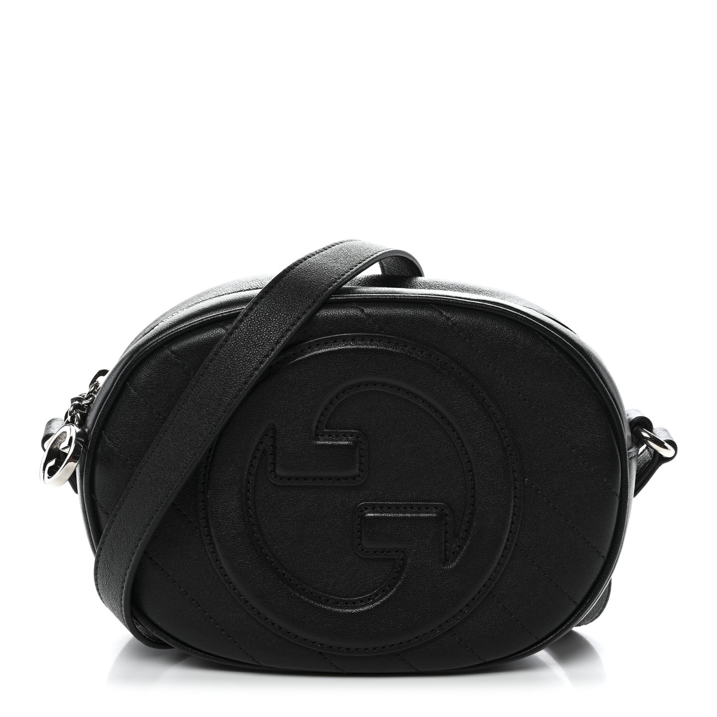 Sakai Be Green Calfskin Diagonal Stitched Mini Blondie Shoulder Bag Black